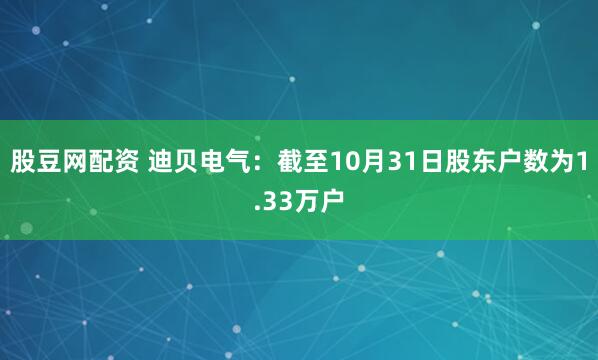 股豆网配资 迪贝电气：截至10月31日股东户数为1.33万户
