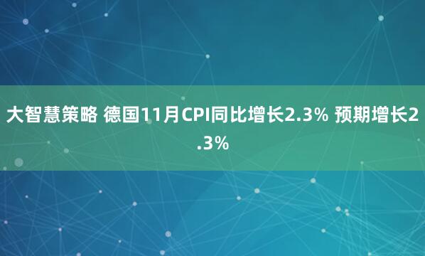 大智慧策略 德国11月CPI同比增长2.3% 预期增长2.3%
